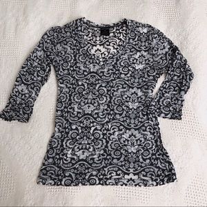 Weekend by Marika Burnout V-neck Floral Top S/M